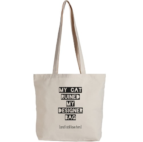 tarief Uitdrukkelijk Optimistisch Linnen tas "My cat ruined my designer bag" | beige - OPZNKOP store